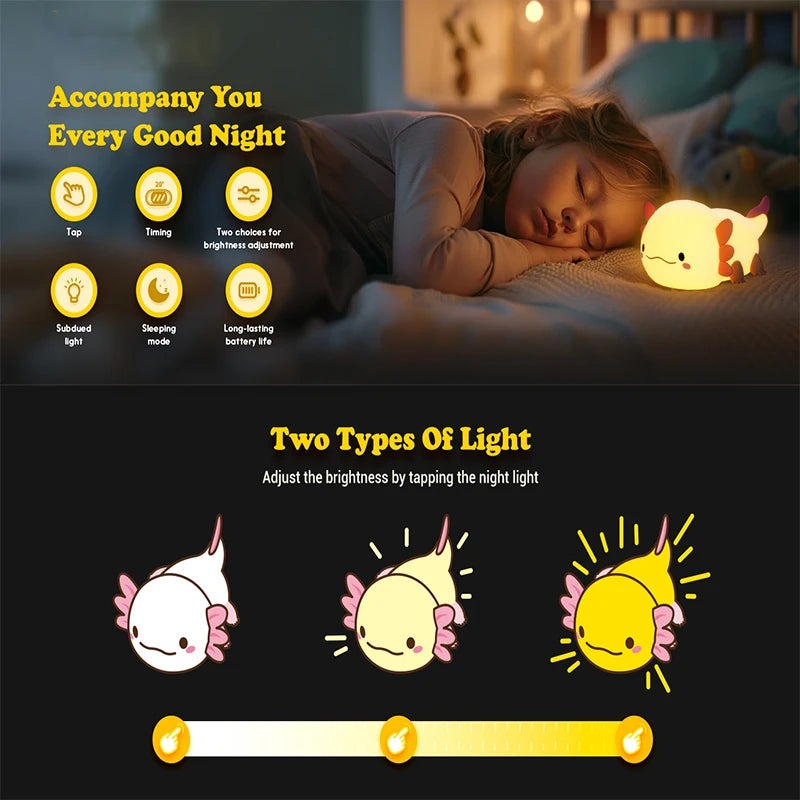 Axolotl Night Light Kawaii Axolotl Light With Soft Glow - Image 6