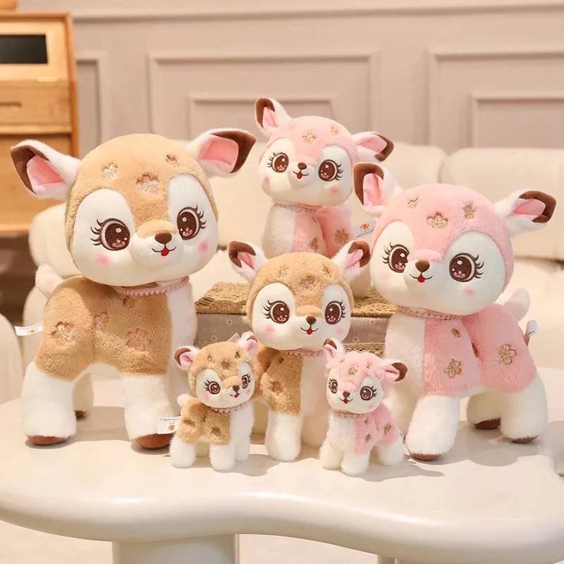 Blossom & Maple Kawaii Pink Brown Deer Plushies - Image 3