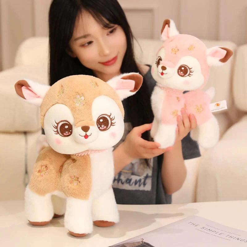 Blossom & Maple Kawaii Pink Brown Deer Plushies - Image 4