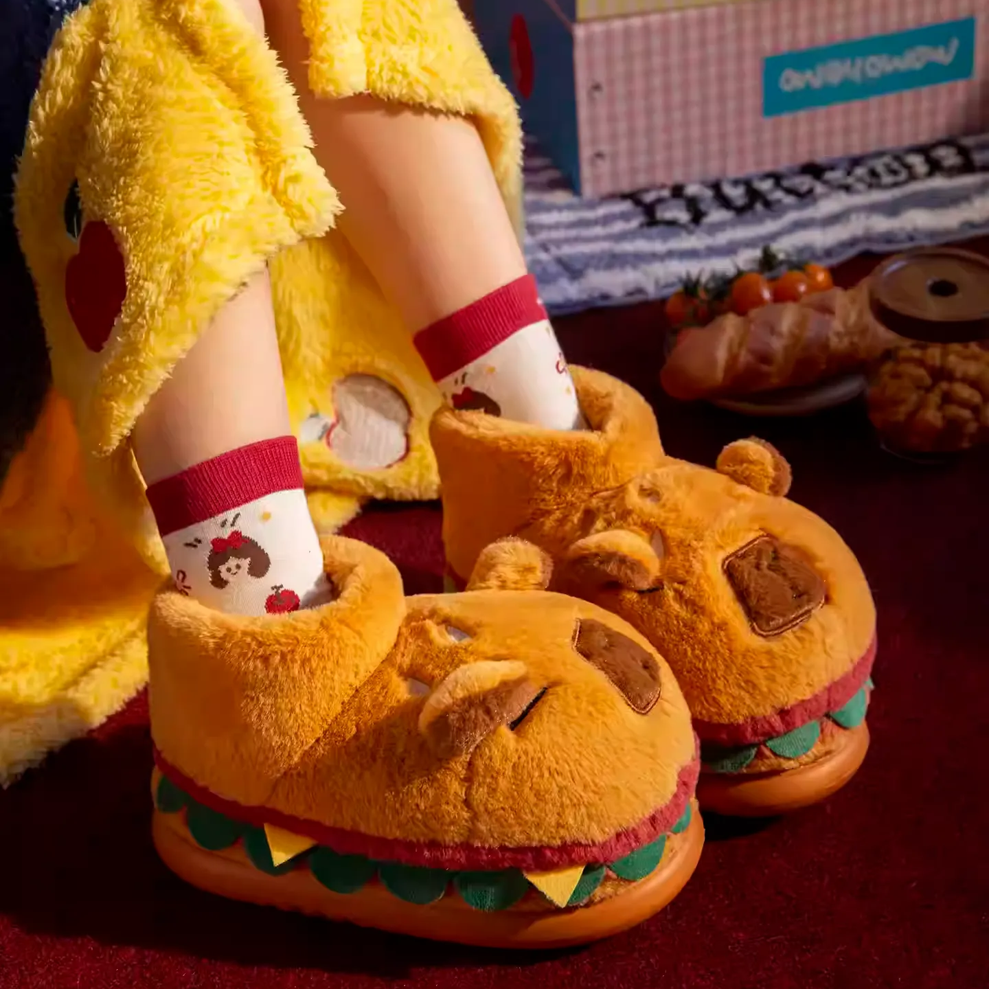 Capybara Hamburger Slippers - Image 3