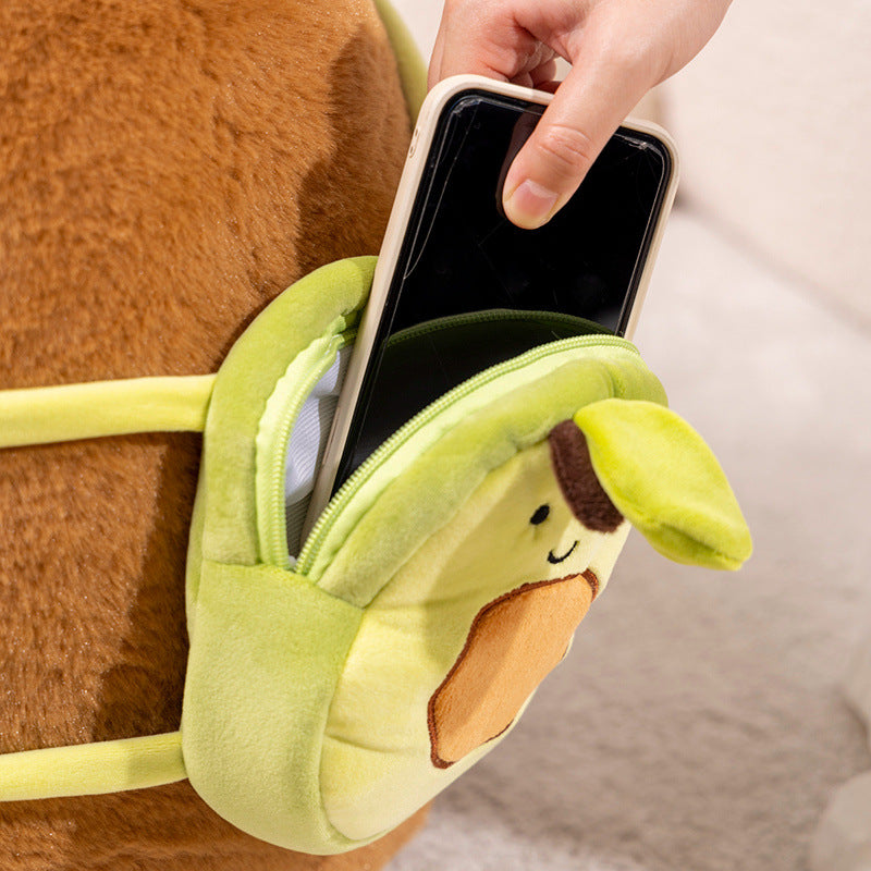 Capybara Plush With Avocado Backpack - Image 5
