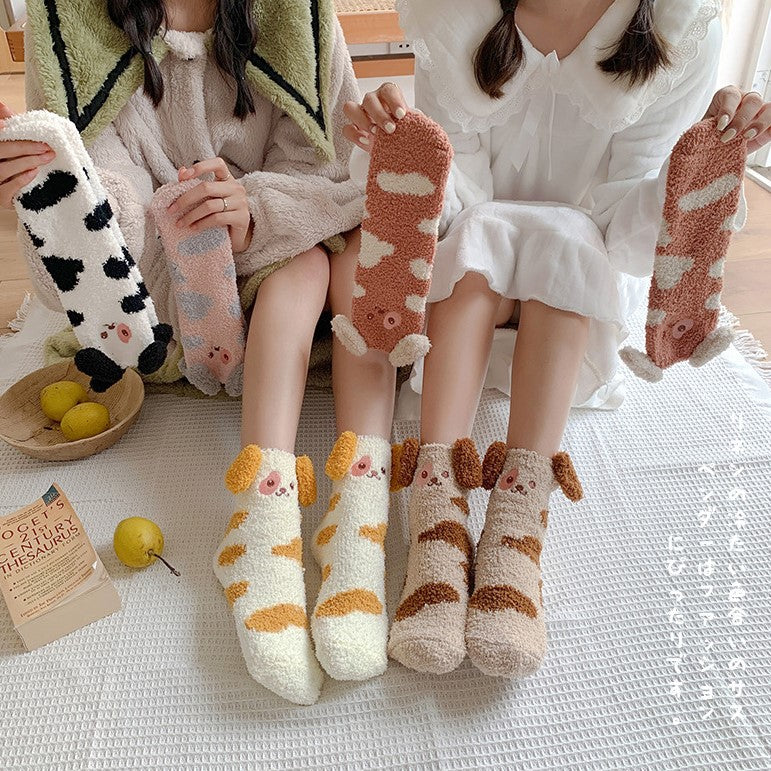Cartoon Dog Fuzzy Socks - Image 2