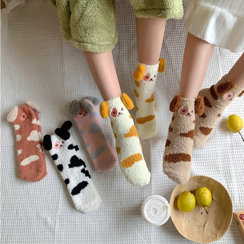 Cartoon Dog Fuzzy Socks - Image 3
