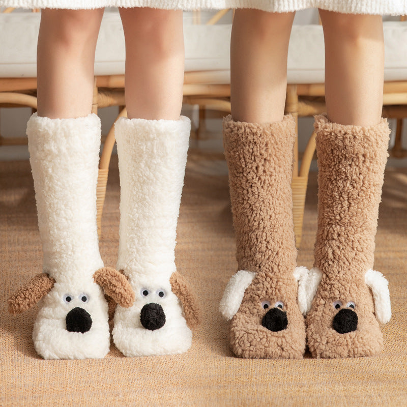 Cartoon Dog Socks: Fluffy, Cute, and Warm