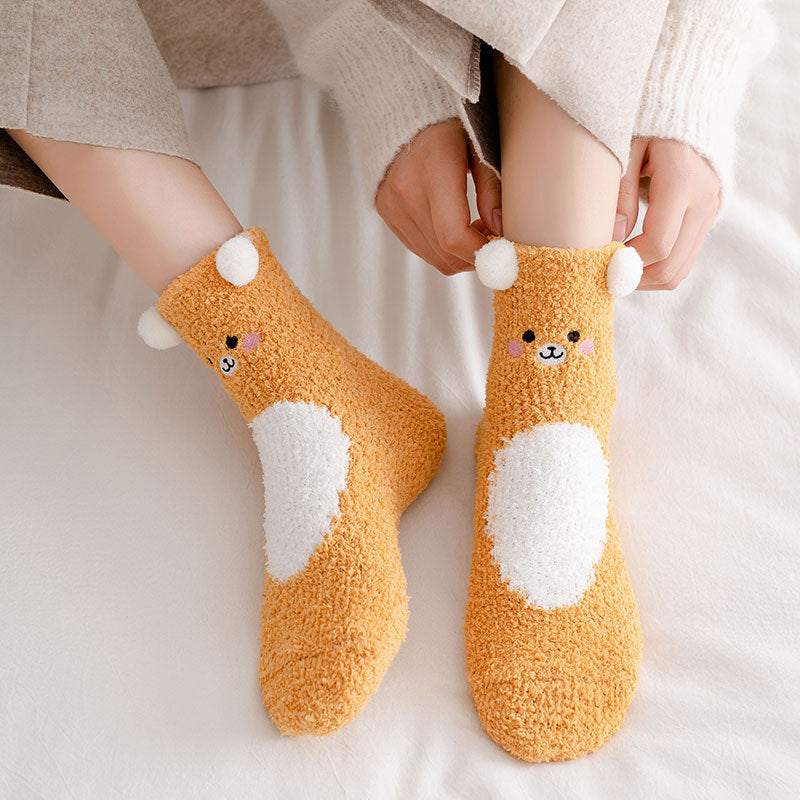 Cartoon Embroidered Fuzzy Socks - Image 7