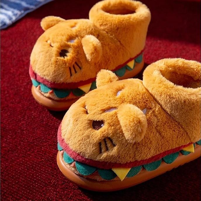 Cat Hamburger Plush Slippers - Image 4