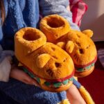Cat Hamburger Plush Slippers