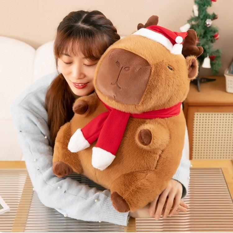 Christmas Capybara Plush with Reindeer Horn - Image 5