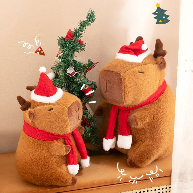 Christmas Capybara Plush with Reindeer Horn - Image 2