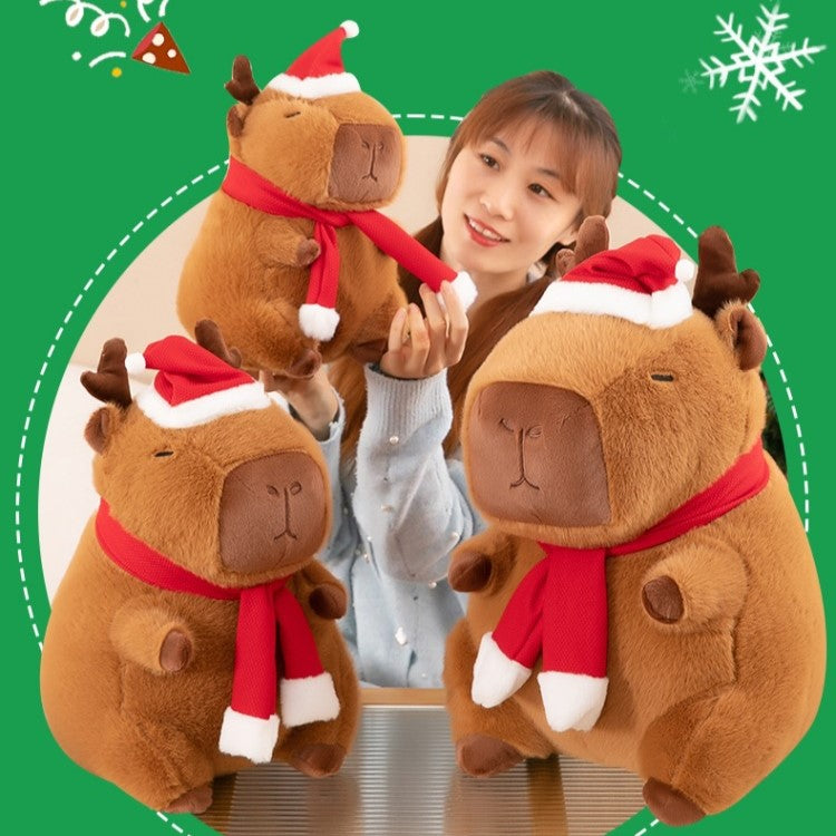 Christmas Capybara Plush with Reindeer Horn - Image 8
