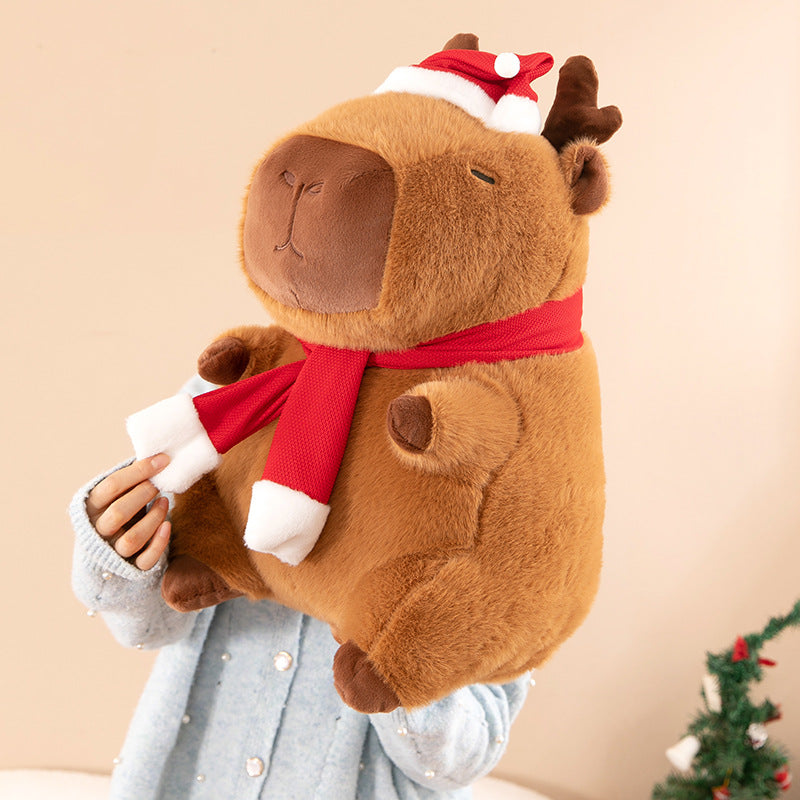 Christmas Capybara Plush with Reindeer Horn - Image 6