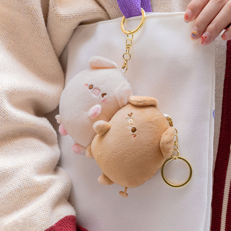 Couple Pig Plush Pendant Keychain Set With Magnet - Image 2