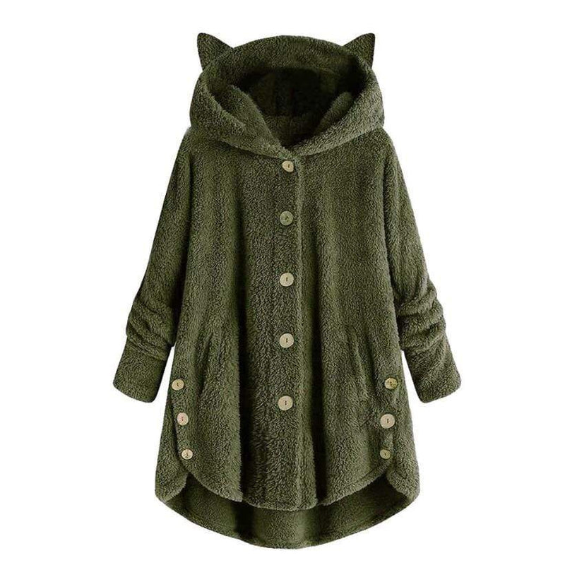 Cozy Fleece Cat Ear Hooded Coat - Image 4