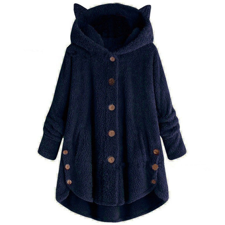 Cozy Fleece Cat Ear Hooded Coat - Image 5