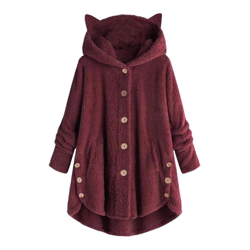 Cozy Fleece Cat Ear Hooded Coat - Image 3