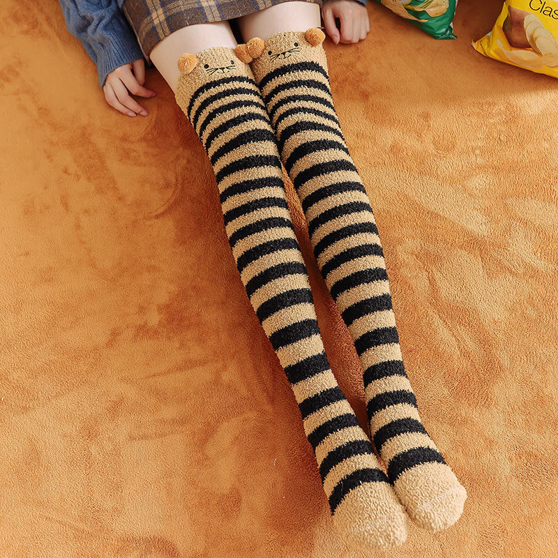 Cute Fuzzy Striped Animal Stockings - Image 7