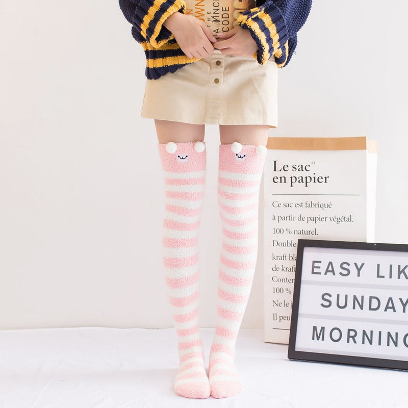Cute Fuzzy Striped Animal Stockings - Image 5