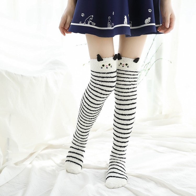 Cute Fuzzy Striped Animal Stockings - Image 4