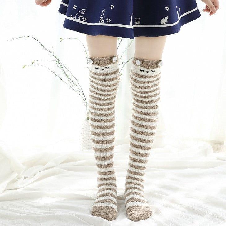Cute Fuzzy Striped Animal Stockings - Image 2