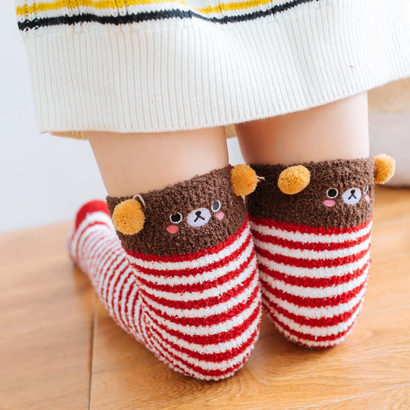 Cute Fuzzy Striped Animal Stockings - Image 9