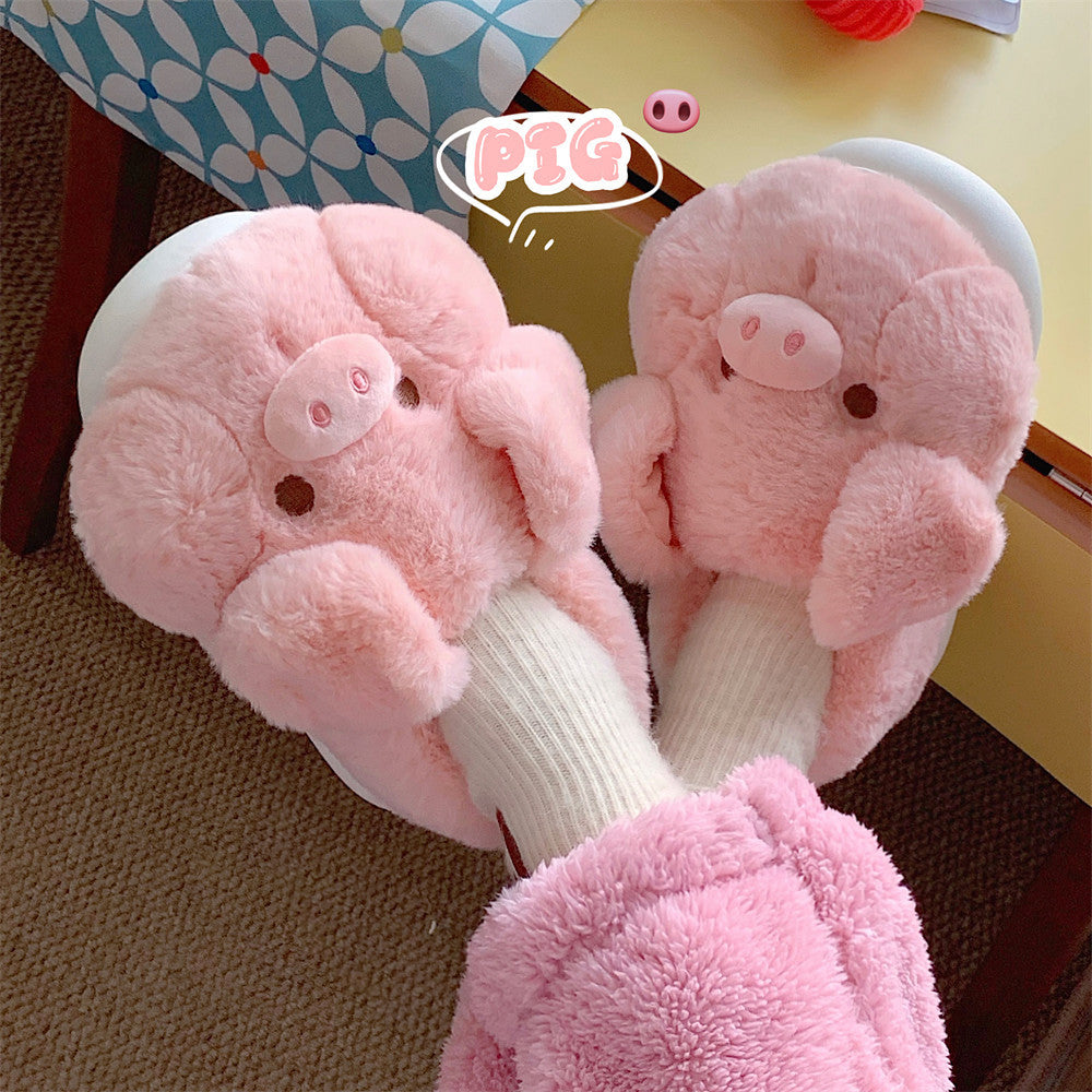 Cute Pink Pig Fluffy Slippers - Image 4
