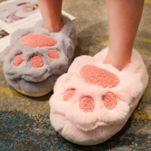 Fluffy Cat Paw Warm Slippers