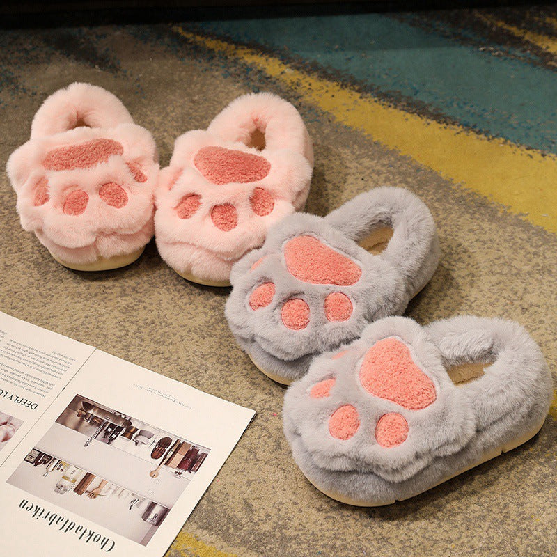Fluffy Cat Paw Warm Slippers - Image 3