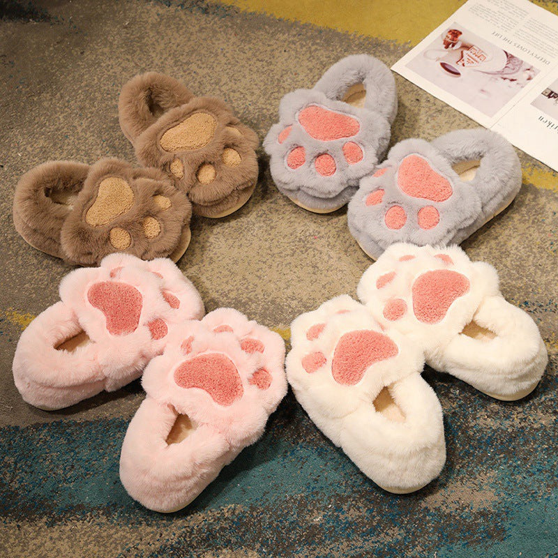 Fluffy Cat Paw Warm Slippers - Image 2