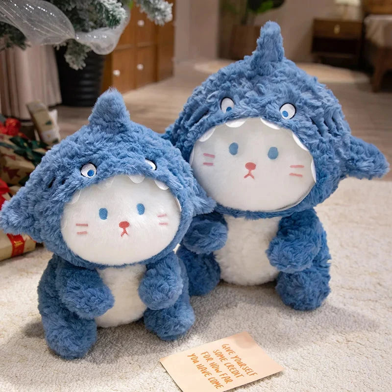 Fluffy Dog & Cat in Shark Outfit Plushie - Image 7