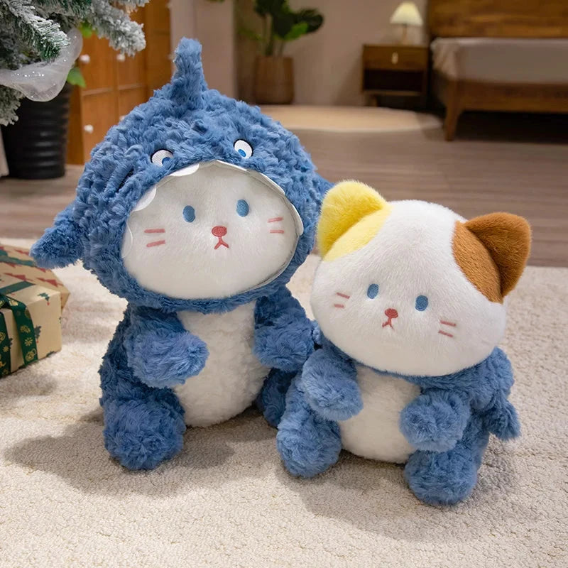 Fluffy Dog & Cat in Shark Outfit Plushie - Image 4