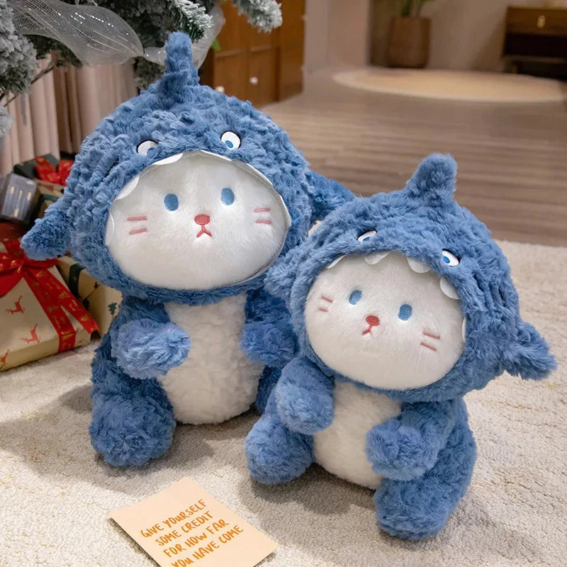 Fluffy Dog & Cat in Shark Outfit Plushie - Image 3