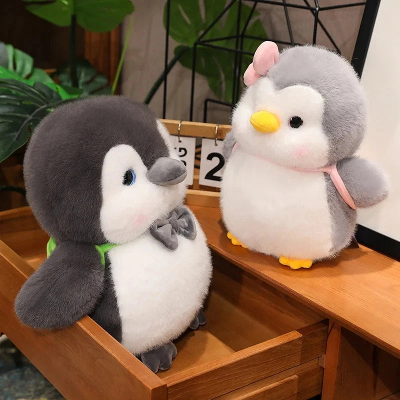 Fluffy Gray Penguin Plushie with Turtle Backpack - Image 8