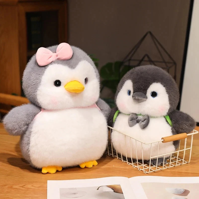 Fluffy Gray Penguin Plushie with Turtle Backpack - Image 5