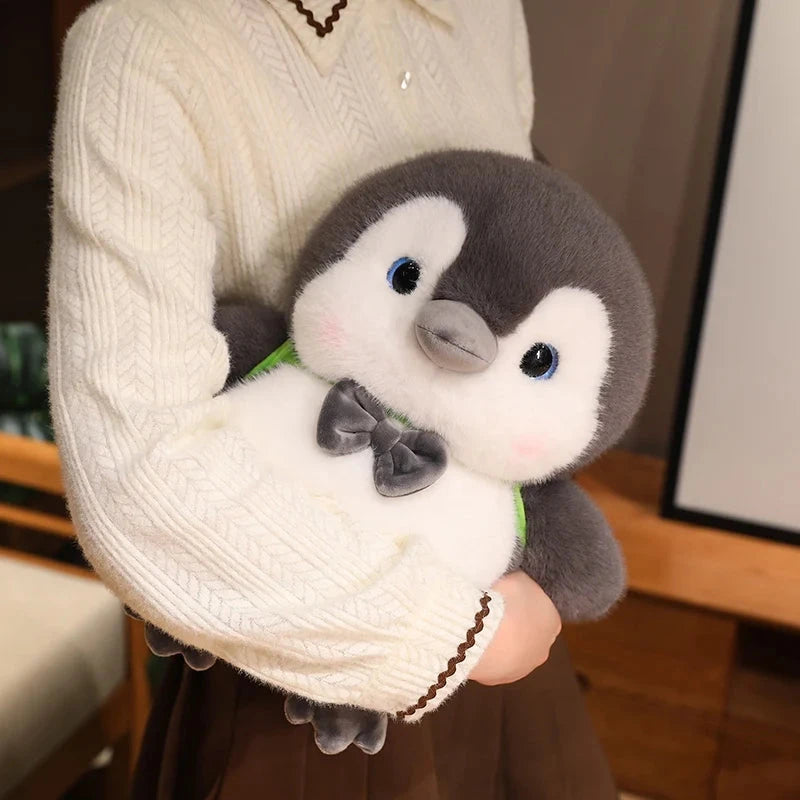 Fluffy Gray Penguin Plushie with Turtle Backpack - Image 15