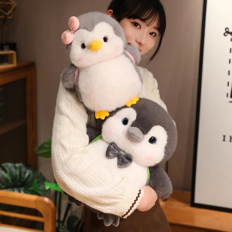 Fluffy Gray Penguin Plushie with Turtle Backpack - Image 12