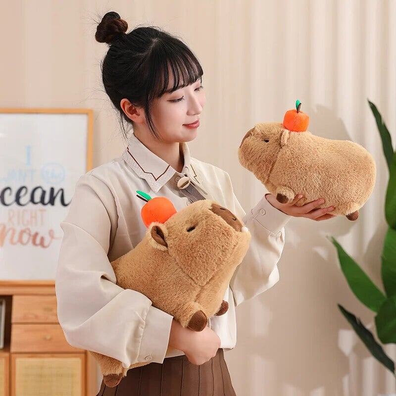 Fluffy Sleepy Capybara with Orange Plushie - Image 24