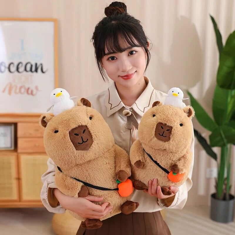 Fluffy Sleepy Capybara with Orange Plushie - Image 25