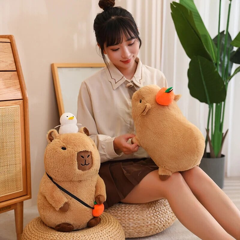 Fluffy Sleepy Capybara with Orange Plushie - Image 19