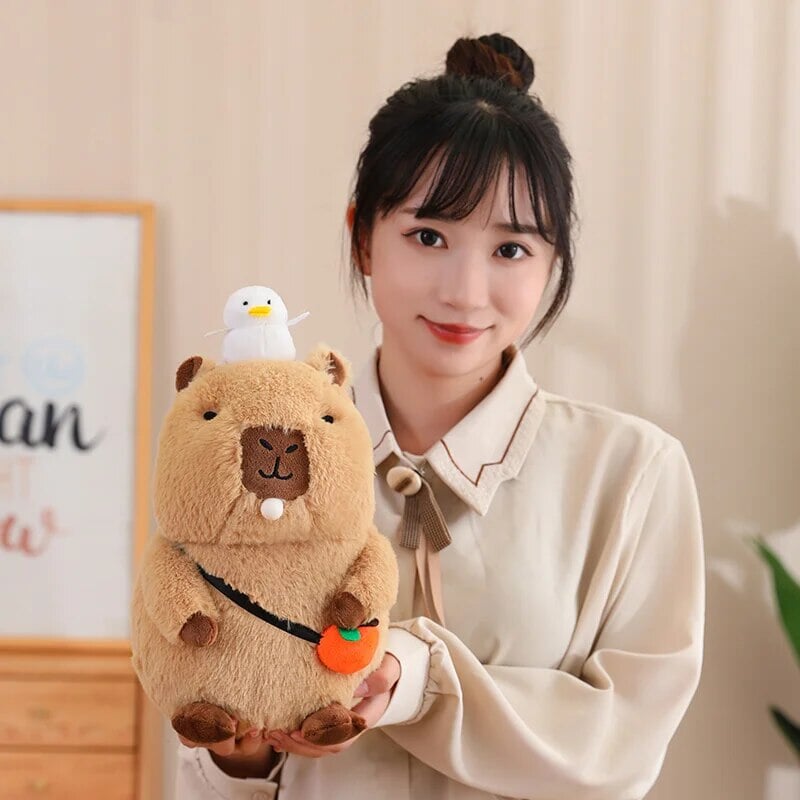 Fluffy Sleepy Capybara with Orange Plushie - Image 34