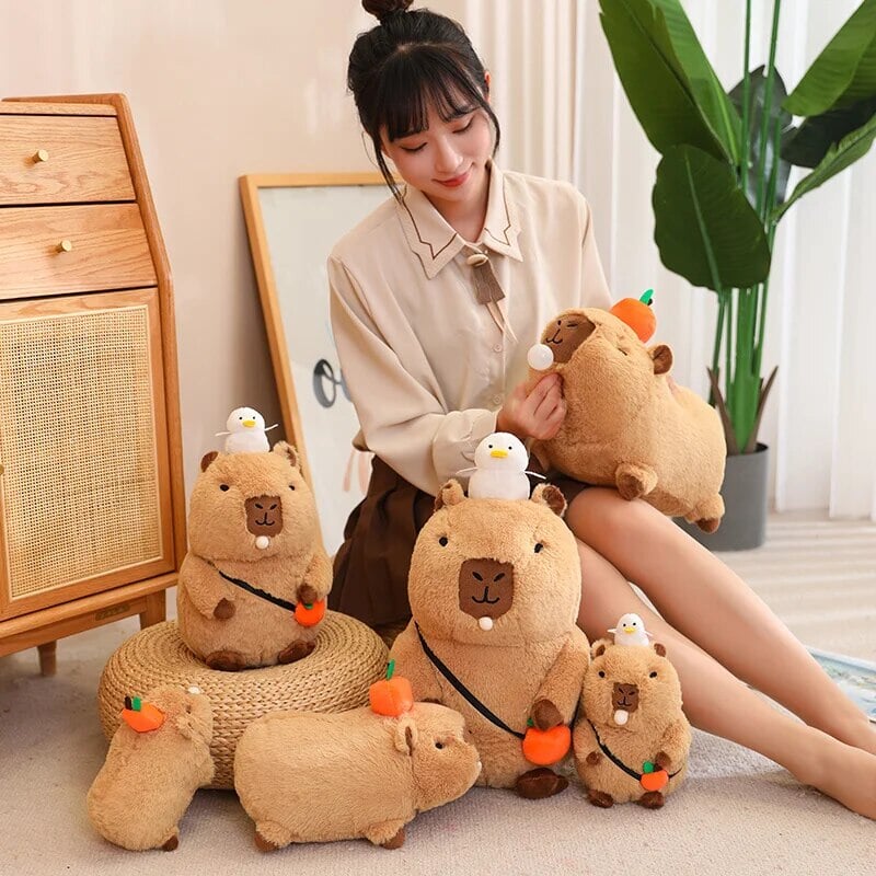 Fluffy Sleepy Capybara with Orange Plushie - Image 15