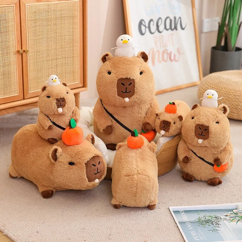 Fluffy Sleepy Capybara with Orange Plushie - Image 13