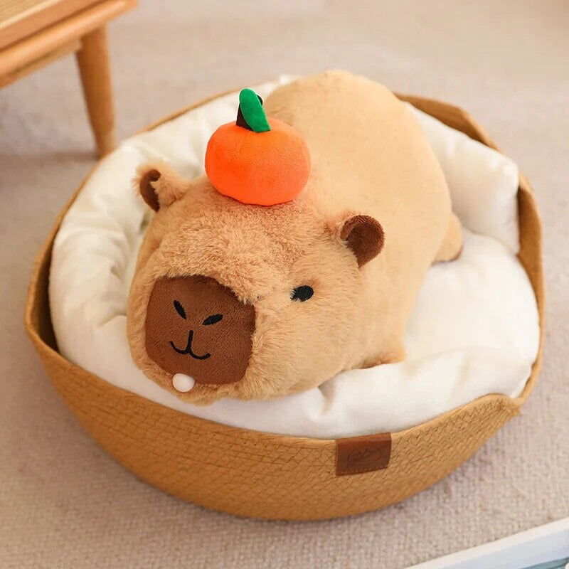 Fluffy Sleepy Capybara with Orange Plushie - Image 14