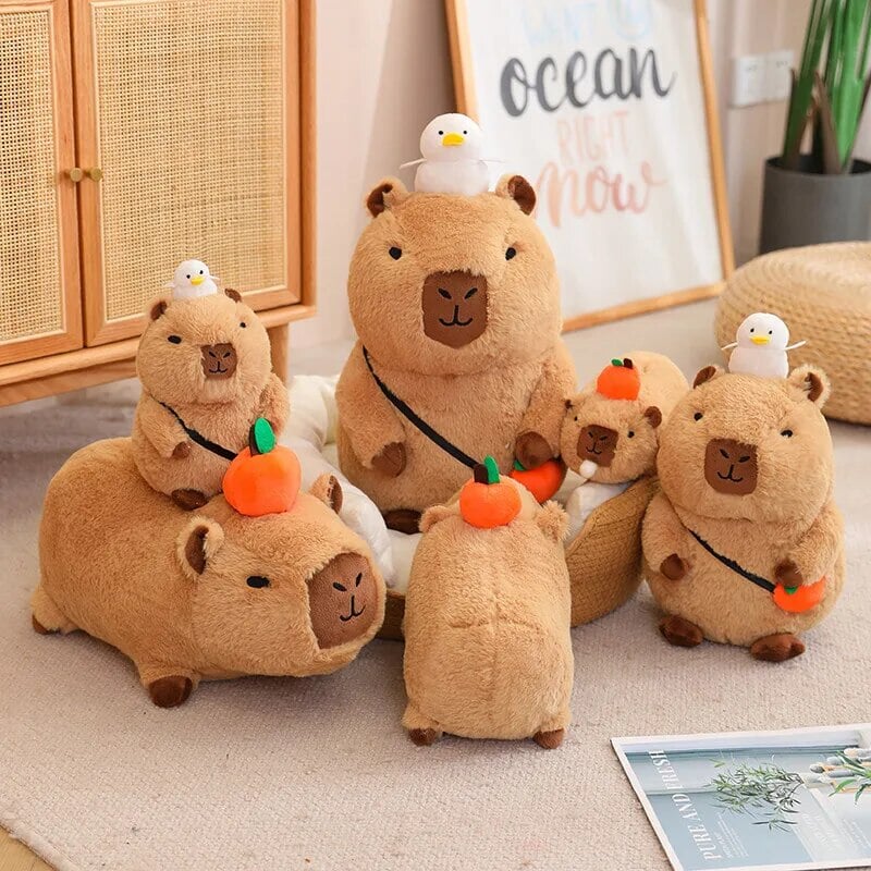 Fluffy Sleepy Capybara with Orange Plushie - Image 12