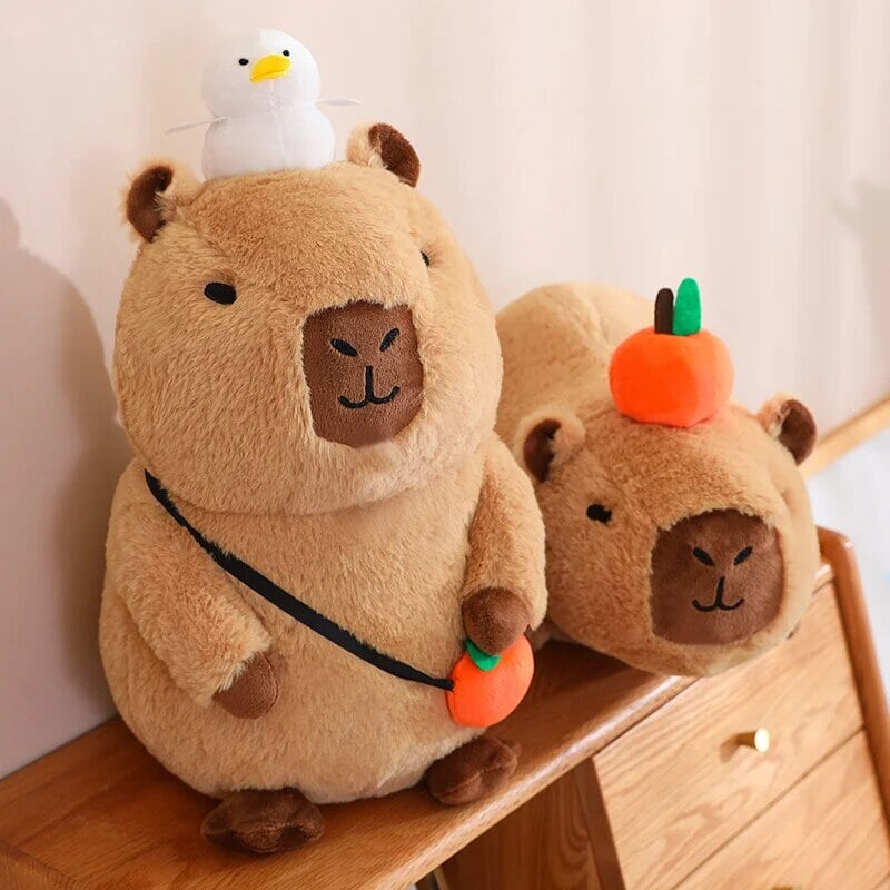 Fluffy Sleepy Capybara with Orange Plushie - Image 5
