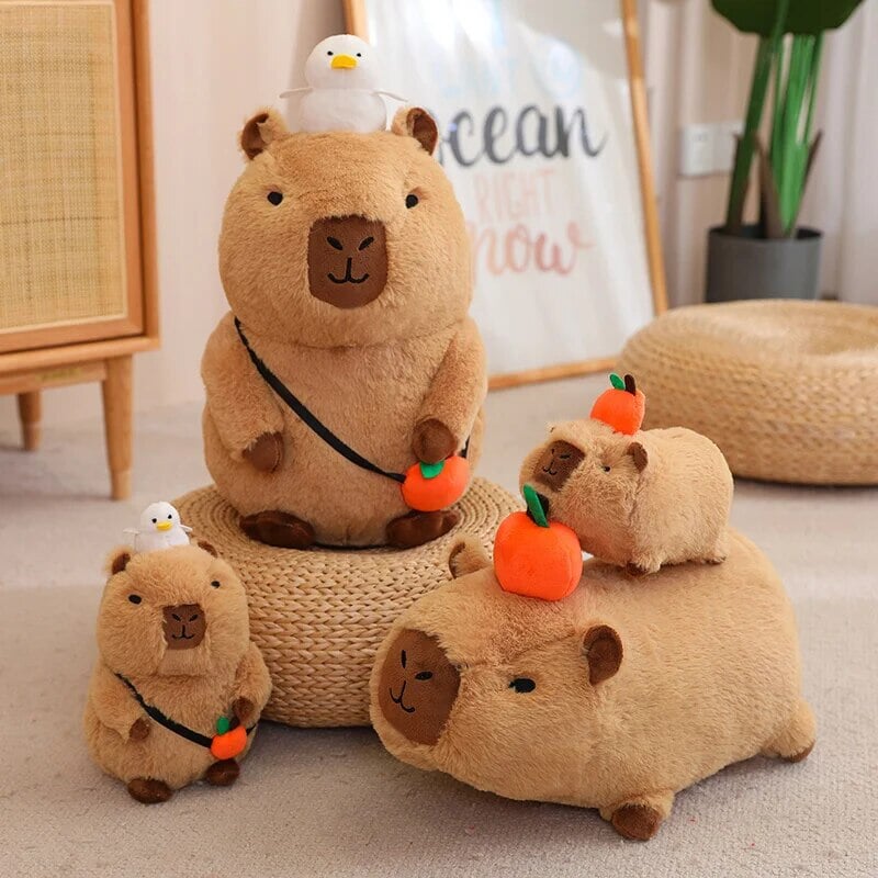 Fluffy Sleepy Capybara with Orange Plushie - Image 6