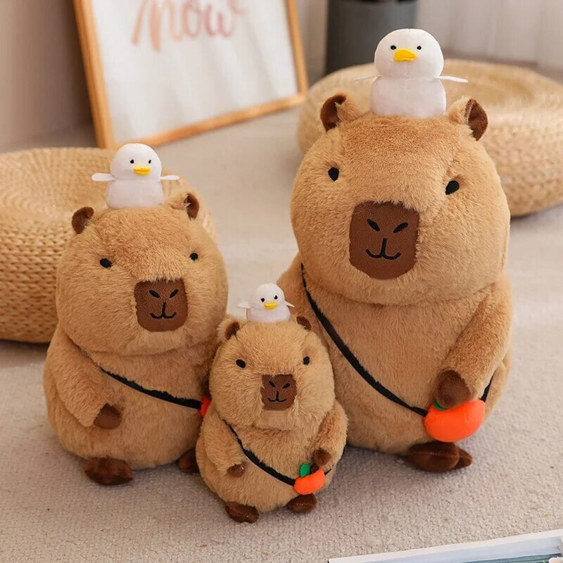 Fluffy Sleepy Capybara with Orange Plushie - Image 4