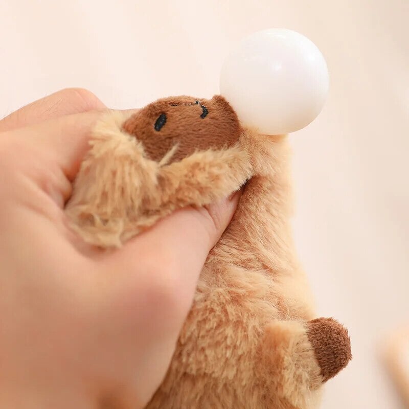 Fluffy Sleepy Capybara with Orange Plushie - Image 2