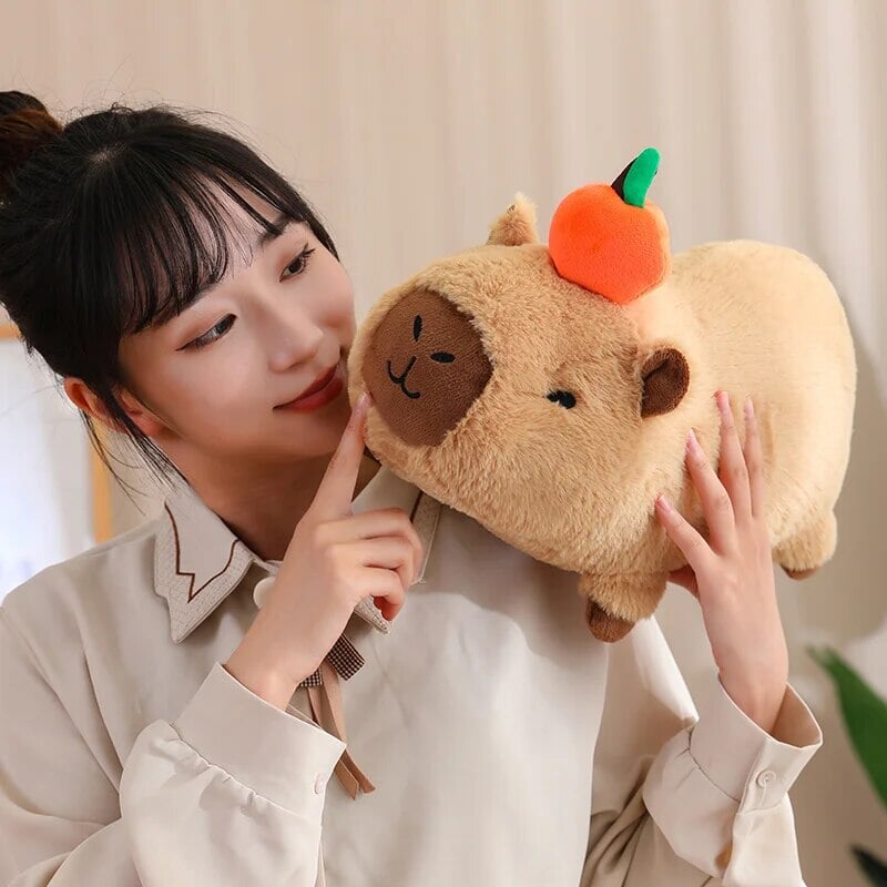 Fluffy Sleepy Capybara with Orange Plushie - Image 32