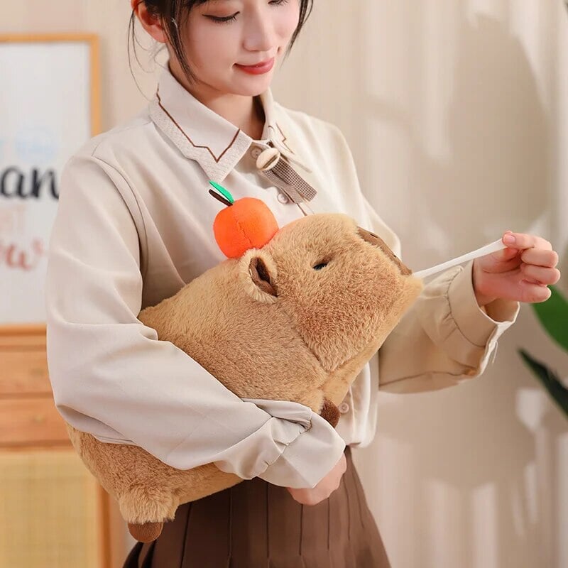 Fluffy Sleepy Capybara with Orange Plushie - Image 29