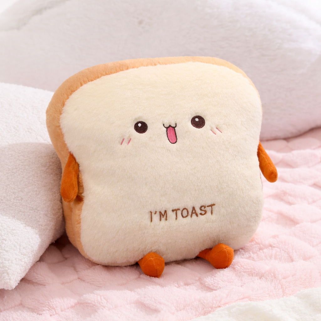 Fluffy Toastie Bread Hand Warmer Plushies - Image 3